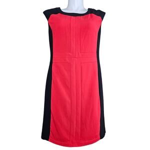 NWT Worthington Dress Womens Size 16 W Red Black Sleeveless Shift Color Block